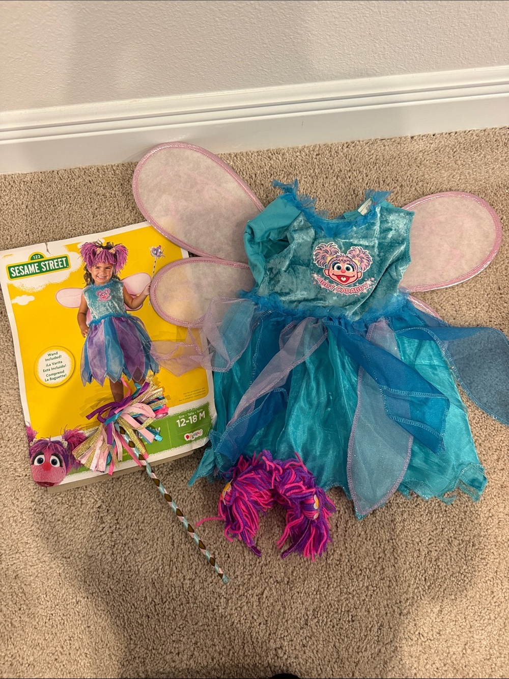 Sesame Street Abby Cadabby Teal Blue and Pink Fairy Costume with Wings